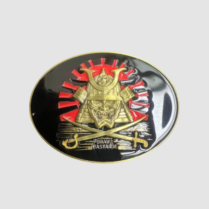 Samurai skull Bravo Bastards challenge coin with red and gold enamel – veteran collectible by Big Dawg Xolo